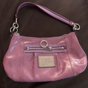 Purple leather coach bag